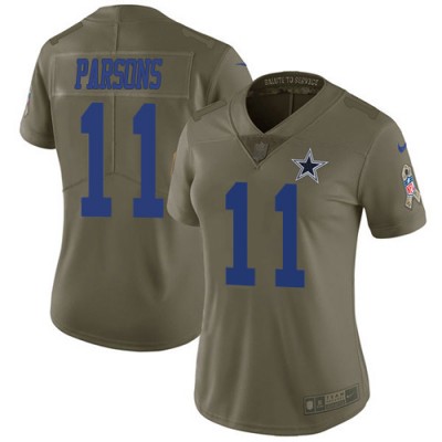 Nike Dallas Cowboys #11 Micah Parsons Olive Women's Stitched NFL Limited 2017 Salute To Service Jersey